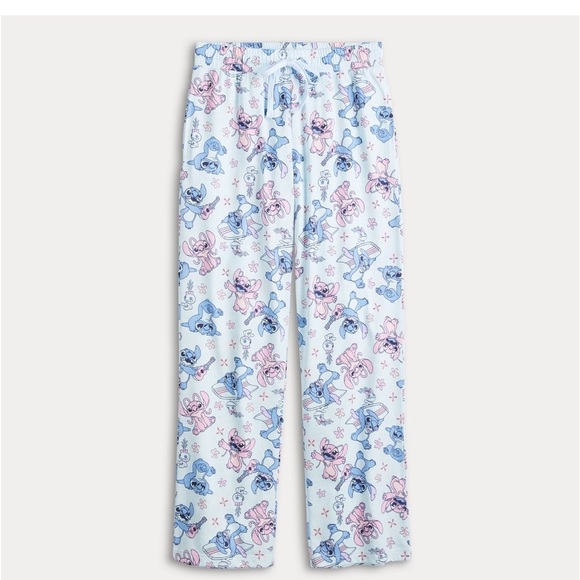 🆕Disney Lilo and Stitch Lounge Pants Drawstring Pajama Bottom Blue Junior Large - Picture 2 of 7